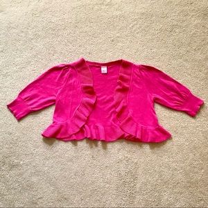 Copper Key Ruffled Mid-sleeve Cropped Cardigan